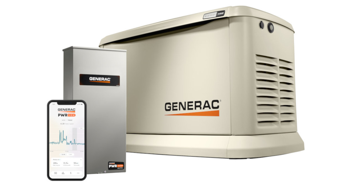 The Generac 24kW Standby Generator with 200 Amp Automatic Transfer Switch and PWRView Smart Phone App
